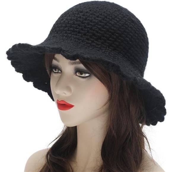 Women\'s Winter Bucket Hat Knit Cloche Hat Solid Color Warm Crochet Cap main image 6